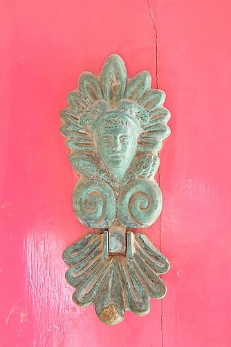 Mdina, Malta. Old stone carving graces a building in Valetta. Art Print